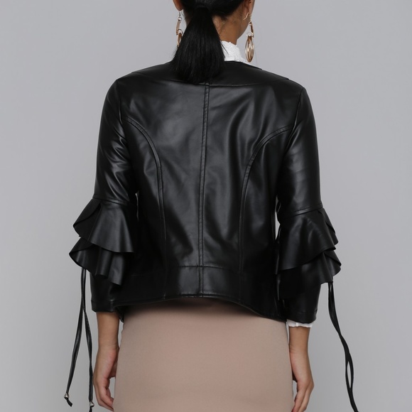 Black vegan Leather Jacket - Picture 2 of 3